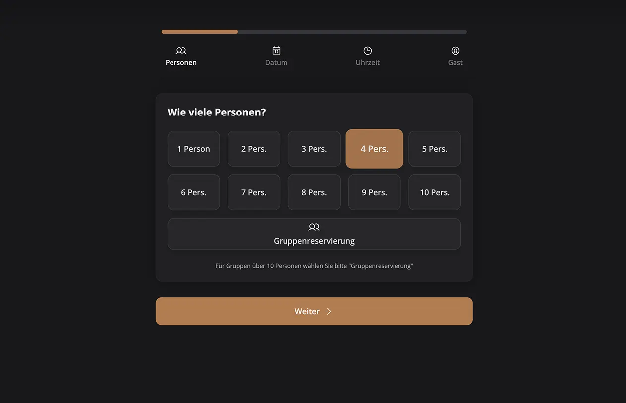 Online Reservierungsformular von GastronomIQ für Restaurantgäste
